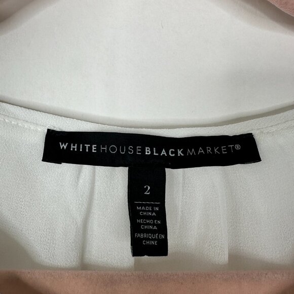 2/$30 White House Black Market Floral Print Long Sleeve Blouse w Keyhole #A0706 - Picture 6 of 9